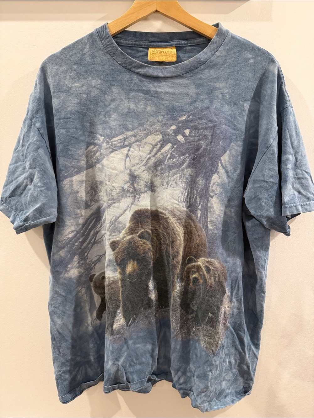 The Mountain Blue Tie-Dye Bear Family Short Sleeve Tee